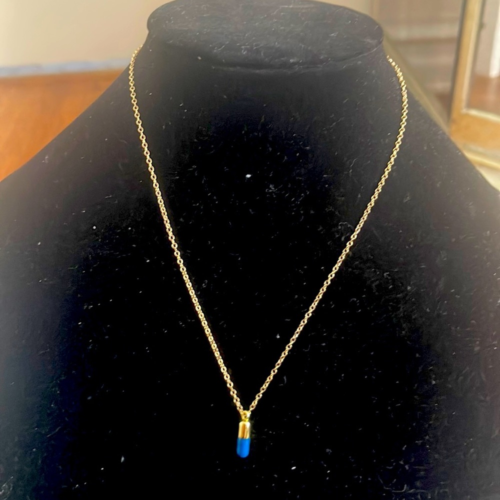 Gold finished “pill” necklace